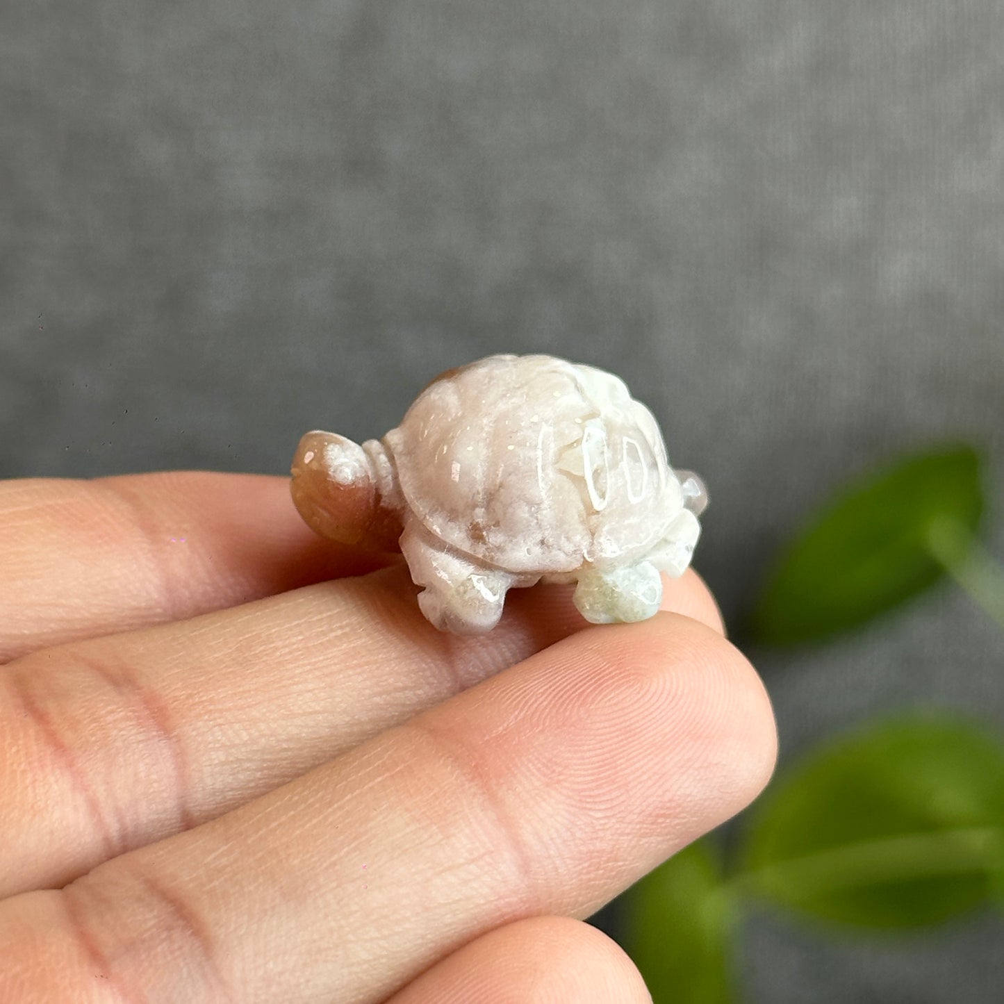 Natural Floral Agate Turtle Carving
