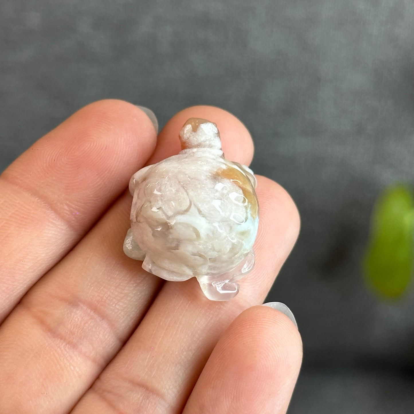 Natural Floral Agate Turtle Carving