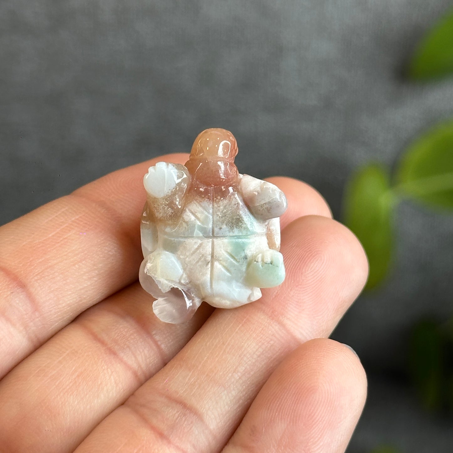 Natural Floral Agate Turtle Carving