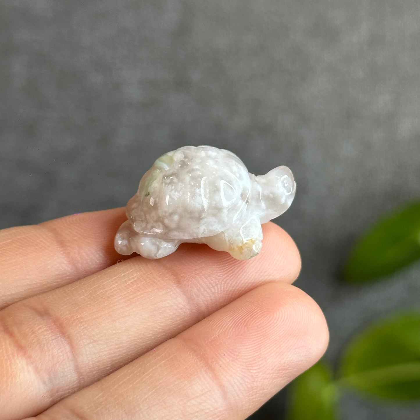 Natural Floral Agate Turtle Carving