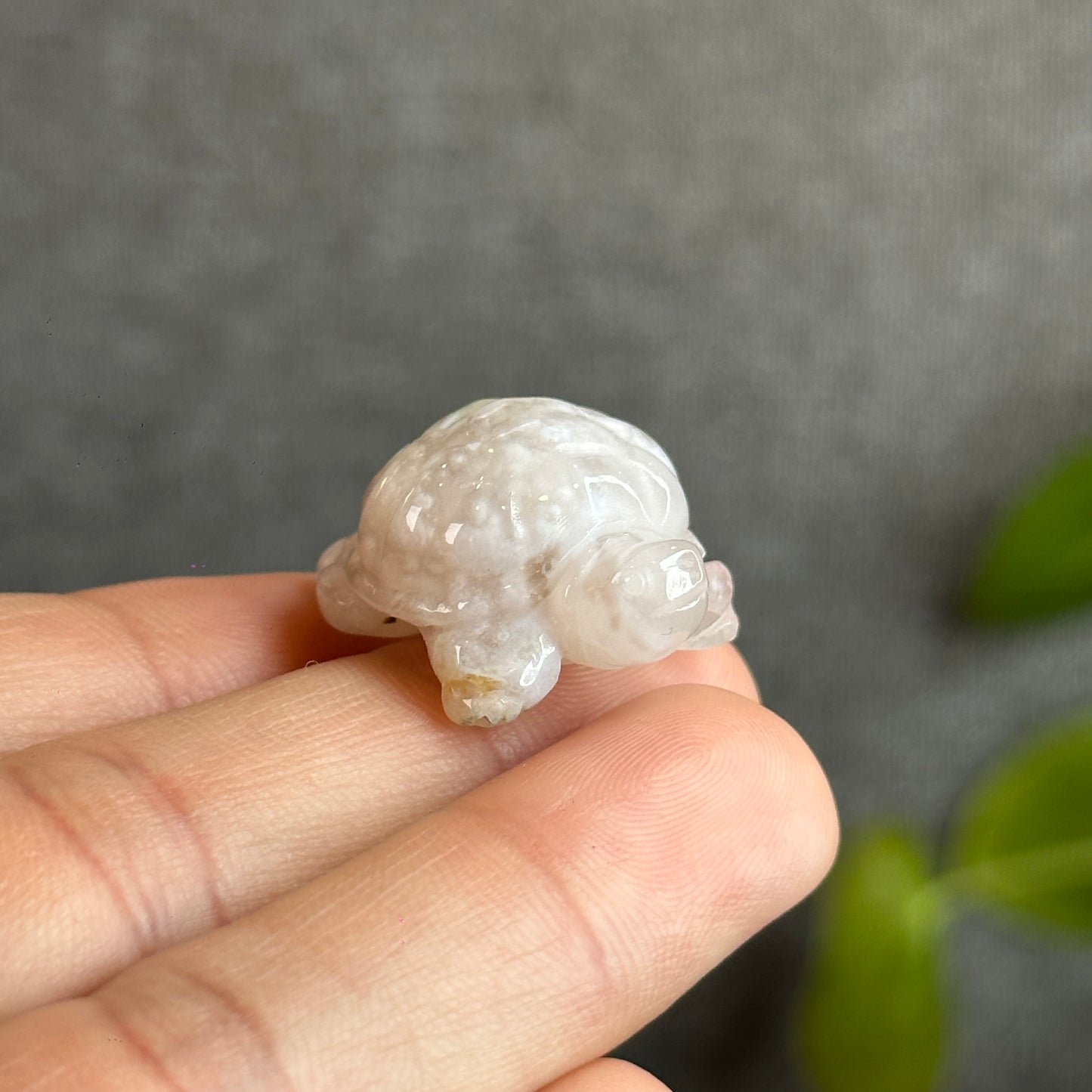 Natural Floral Agate Turtle Carving