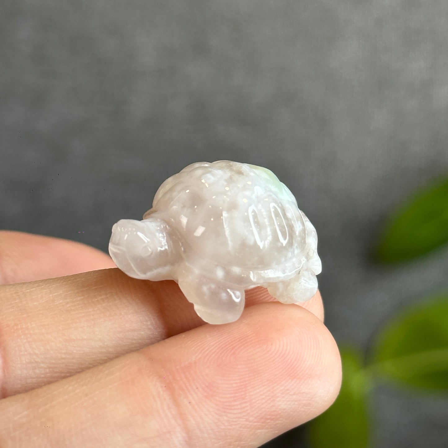 Natural Floral Agate Turtle Carving