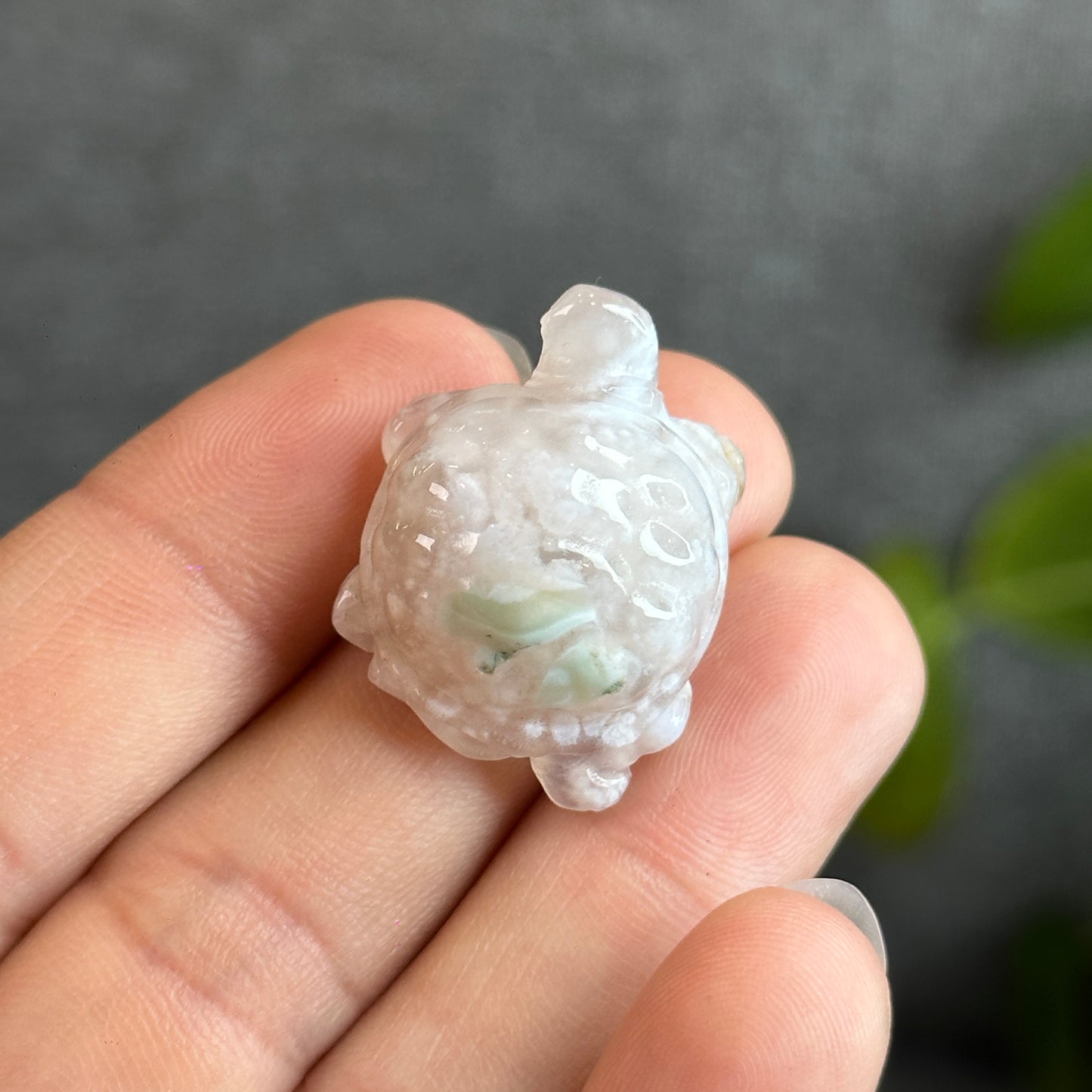 Natural Floral Agate Turtle Carving