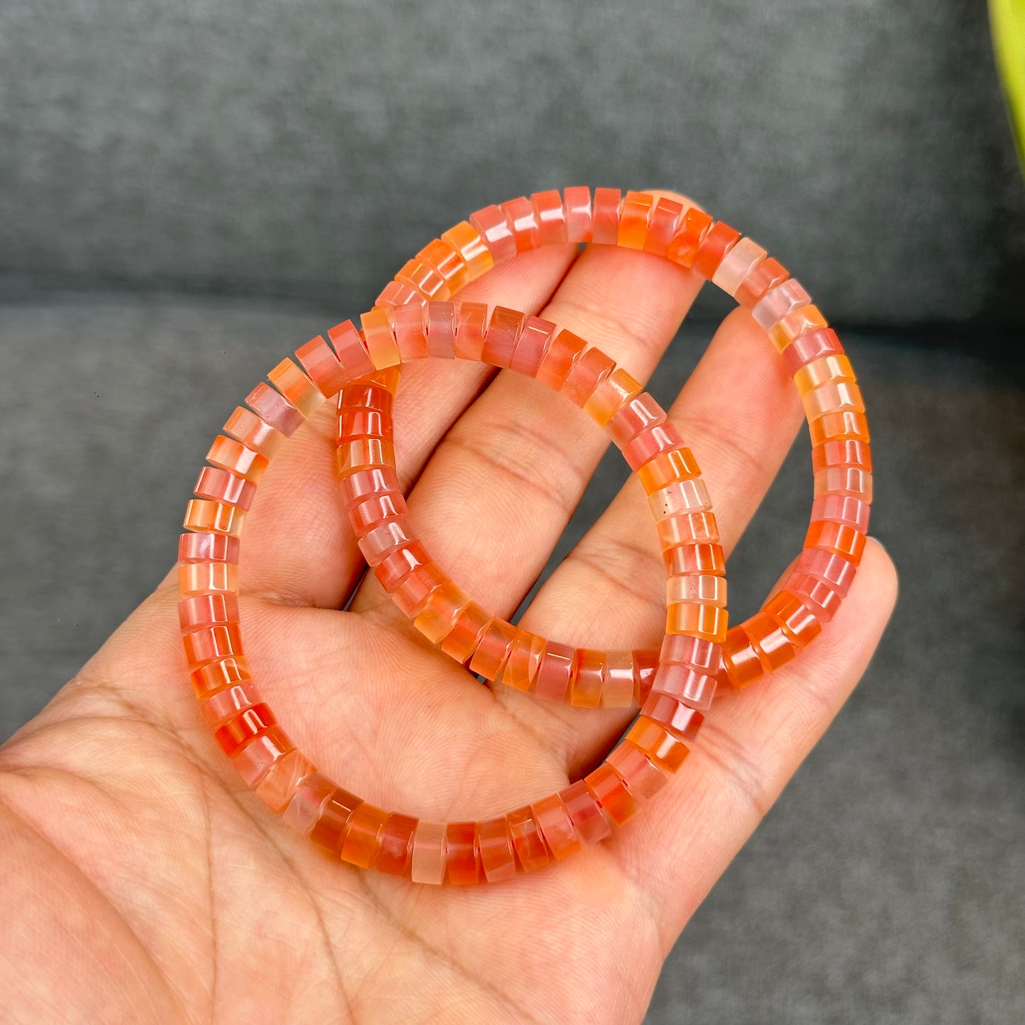 Natural Nan Hong Agate Soft Bangle Bracelet Size 7 mm