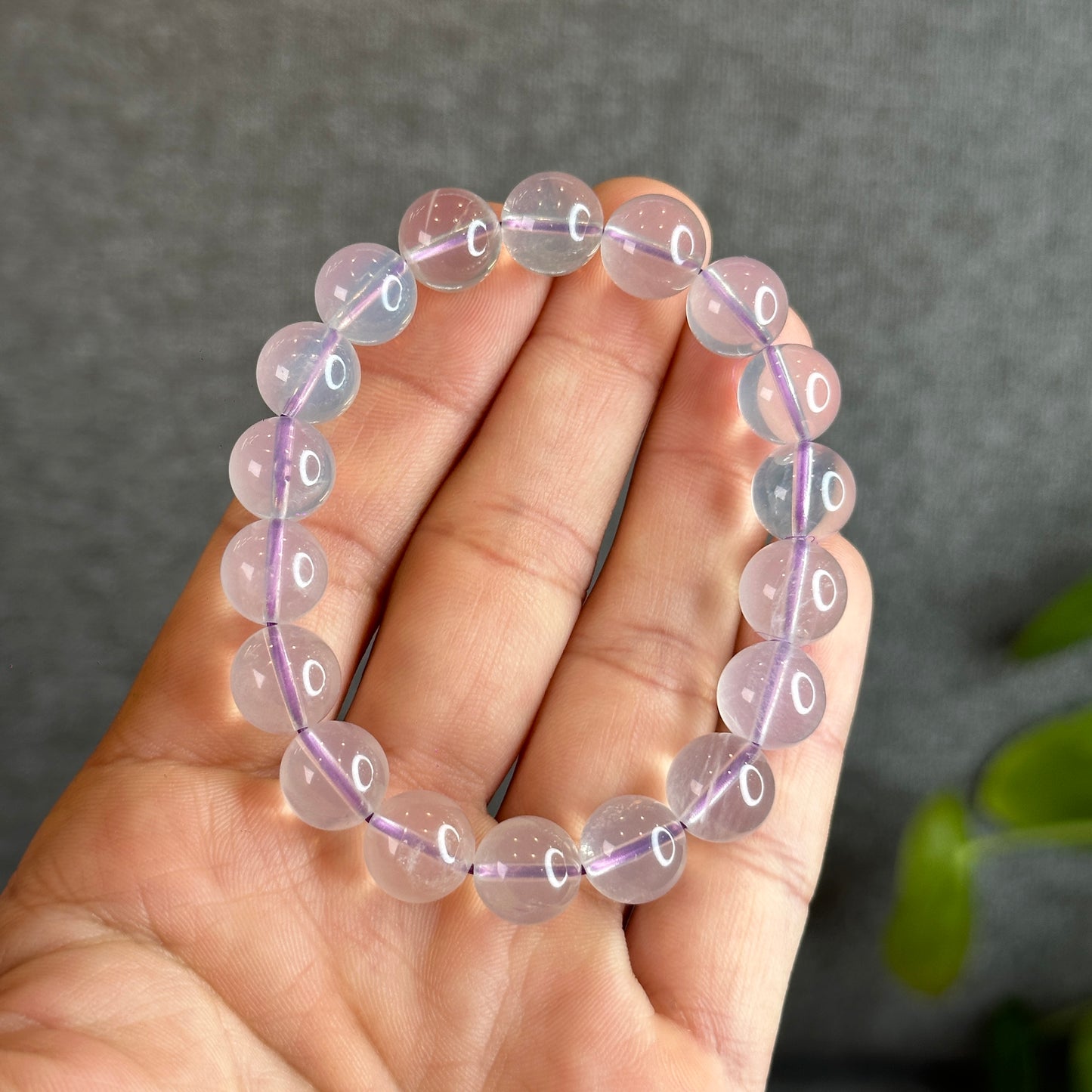 Natural Lavender Moon Quartz Bracelet Size 10.5 mm