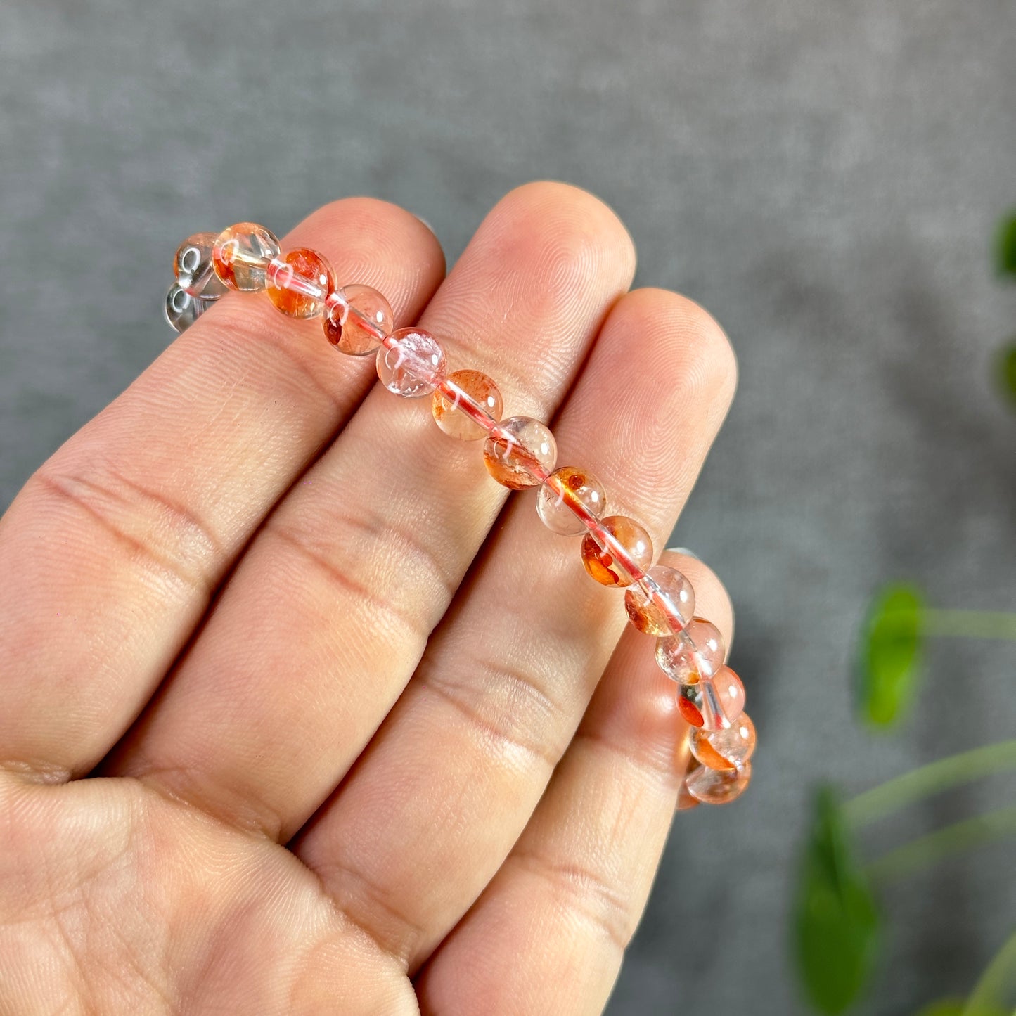 Orange Clear Natural Fire Quartz Bracelet Size 6.3 mm