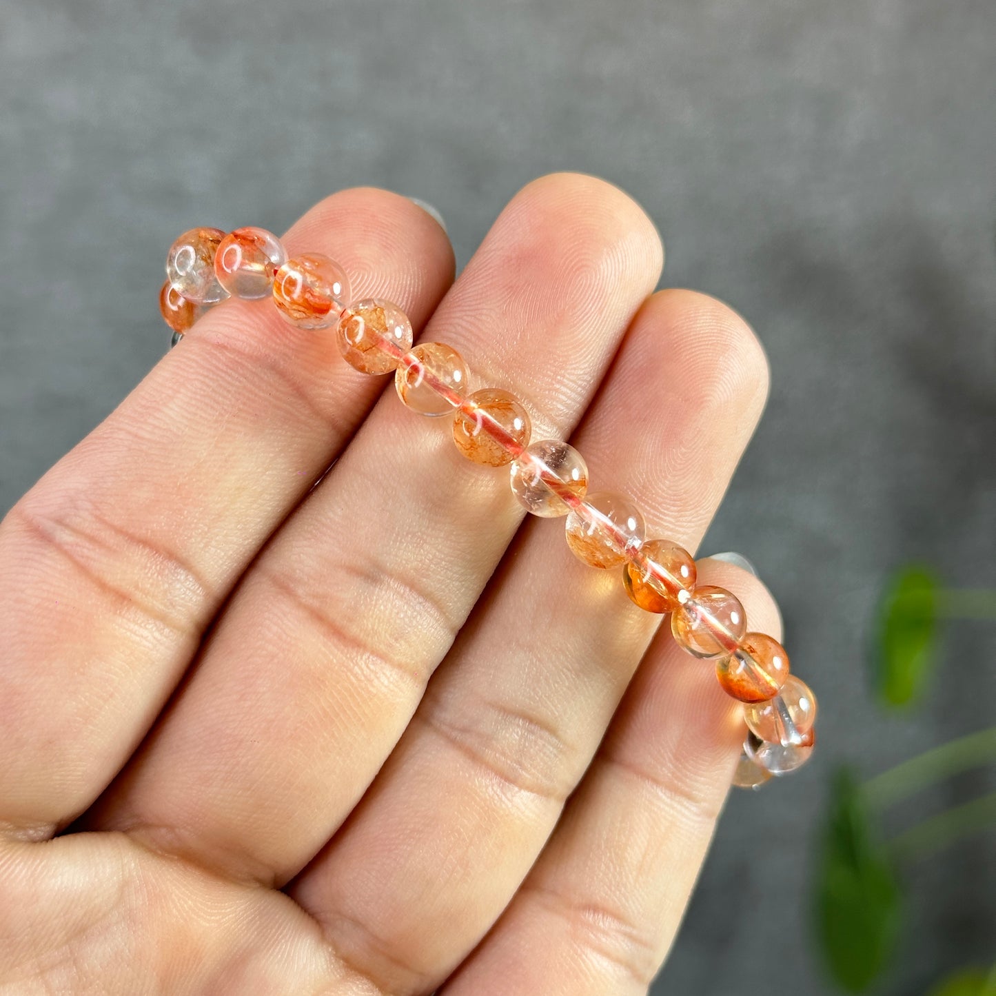 Orange Clear Natural Fire Quartz Bracelet Size 6.3 mm