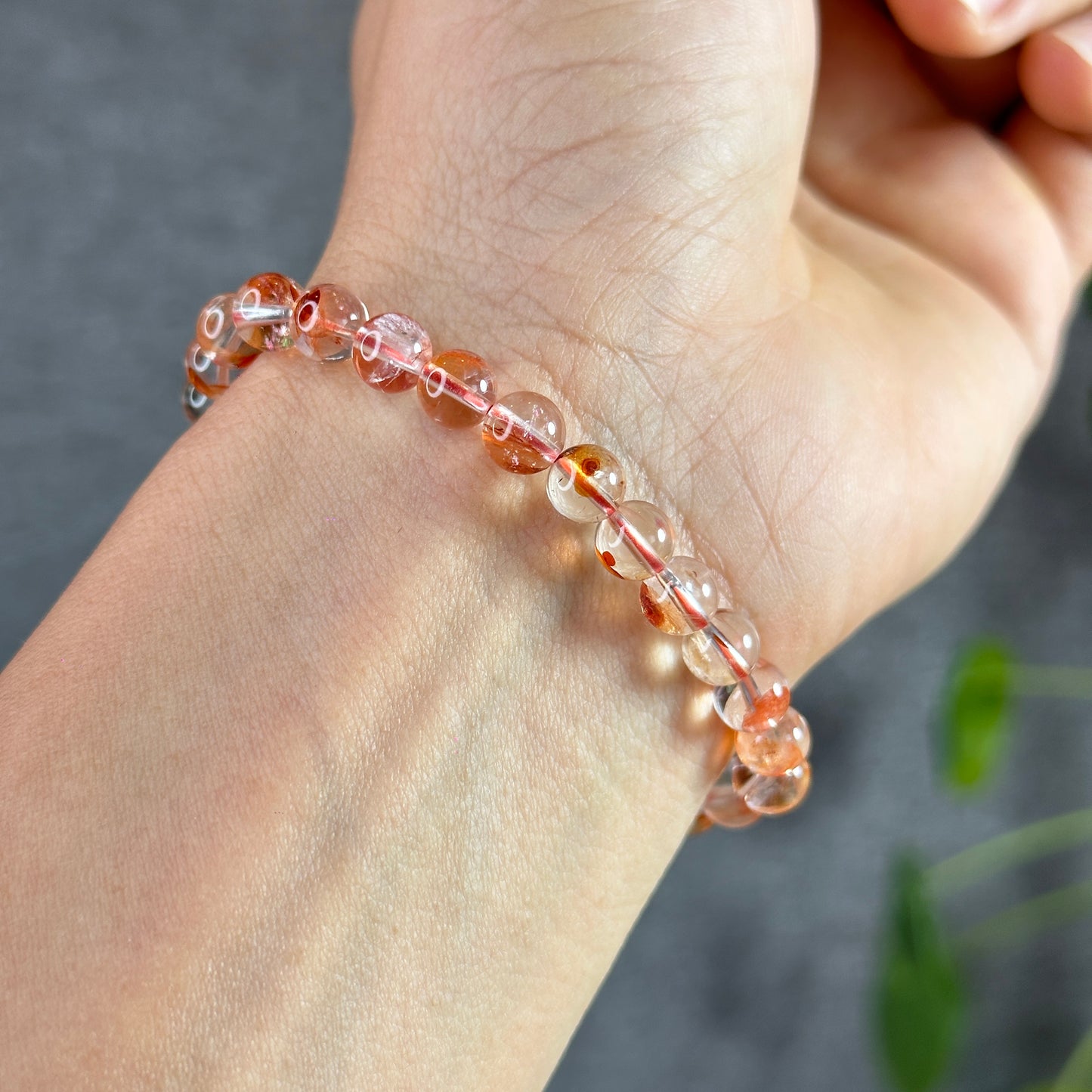 Orange Clear Natural Fire Quartz Bracelet Size 6.3 mm