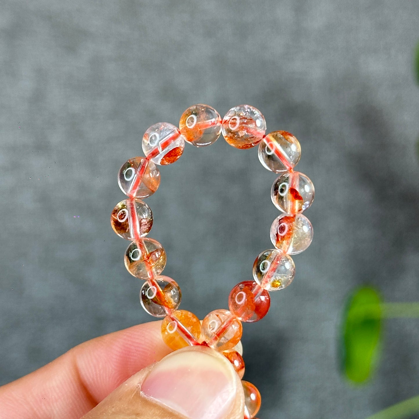 Orange Clear Natural Fire Quartz Bracelet Size 6.3 mm