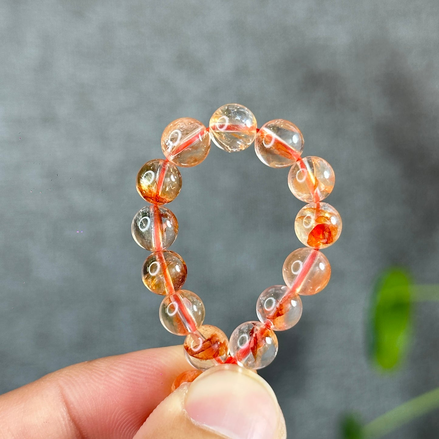 Orange Clear Natural Fire Quartz Bracelet Size 6.3 mm