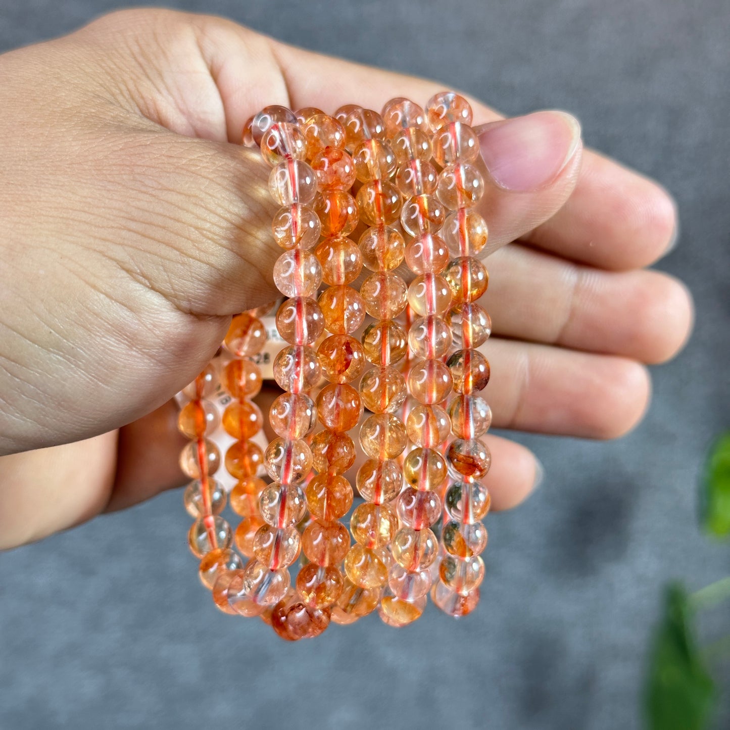 Orange Clear Natural Fire Quartz Bracelet Size 6.3 mm
