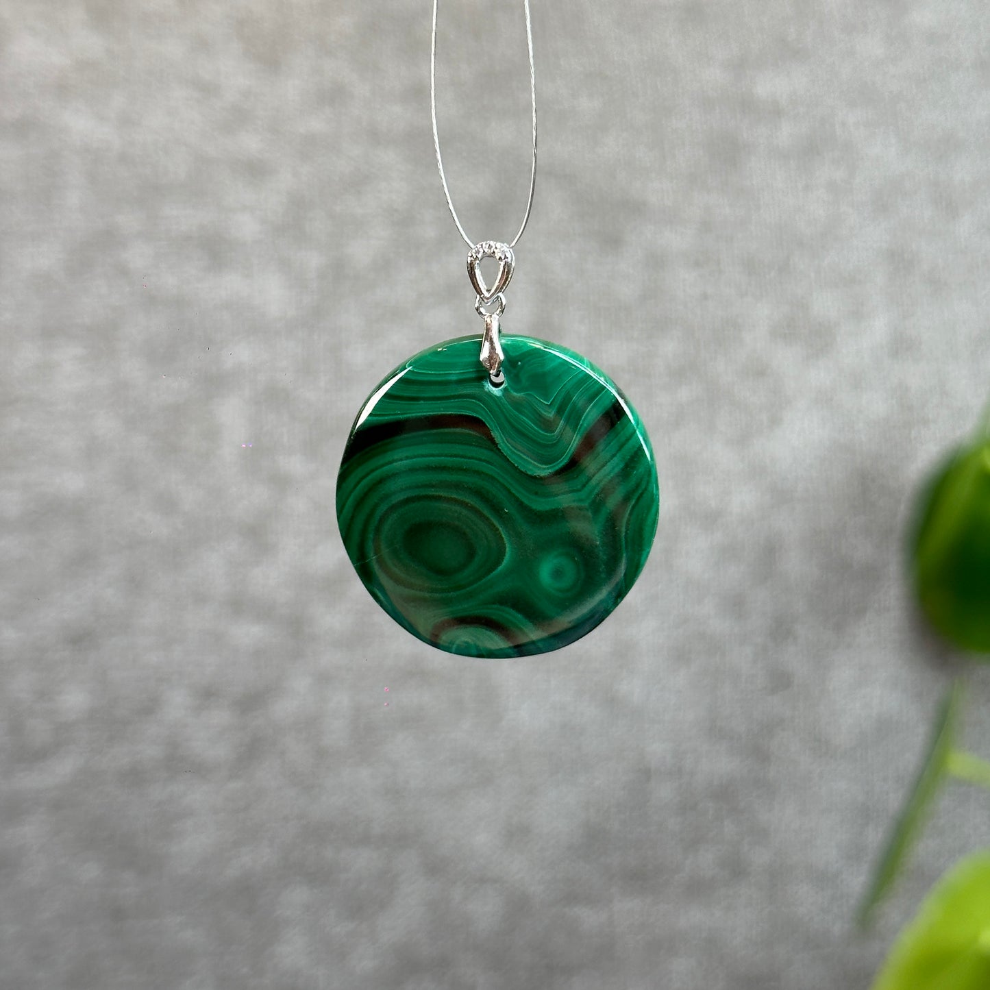 Natural Malachite Pendant with Silver 925 Hook