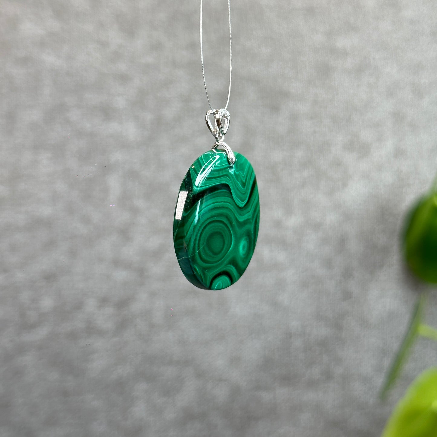 Natural Malachite Pendant with Silver 925 Hook