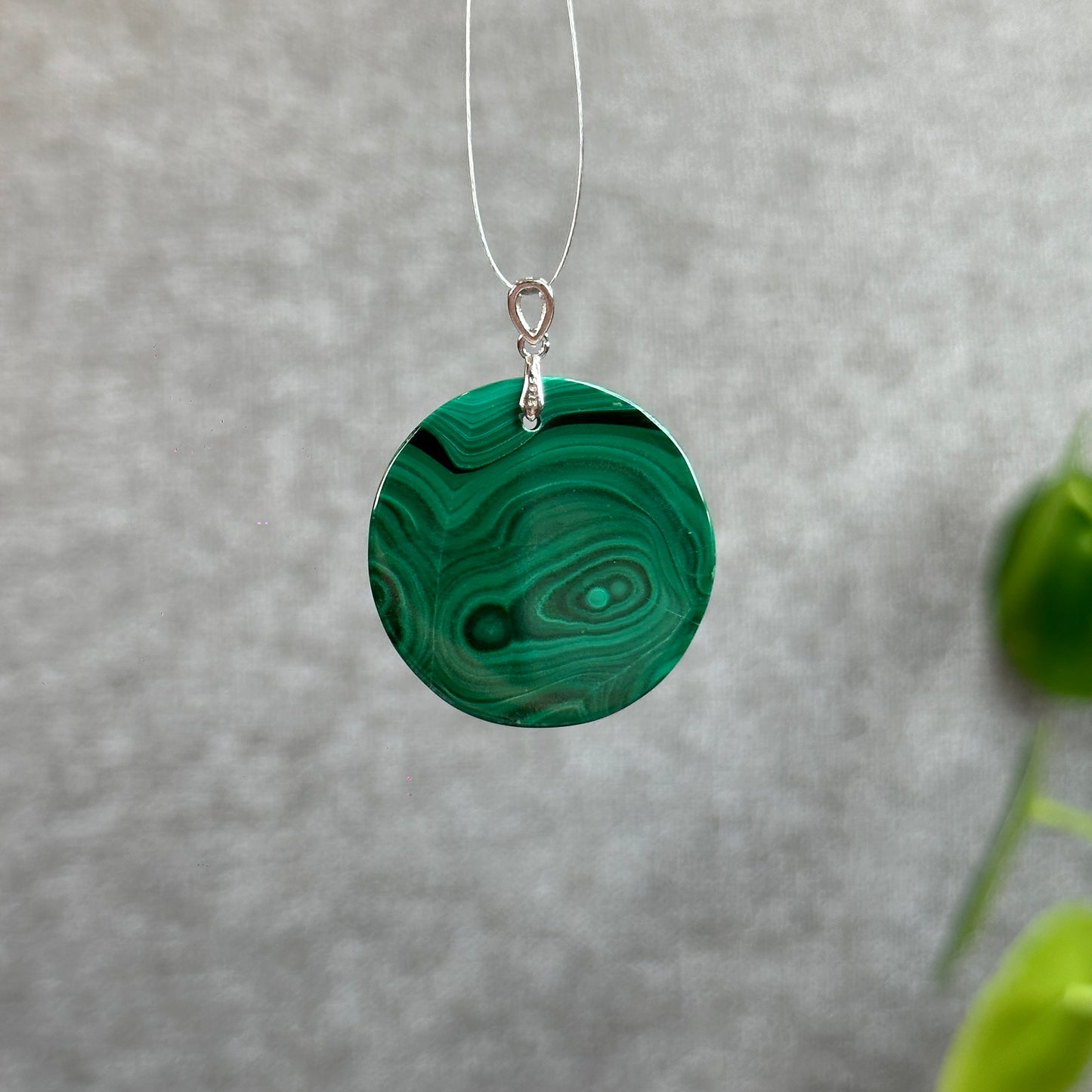 Natural Malachite Pendant with Silver 925 Hook