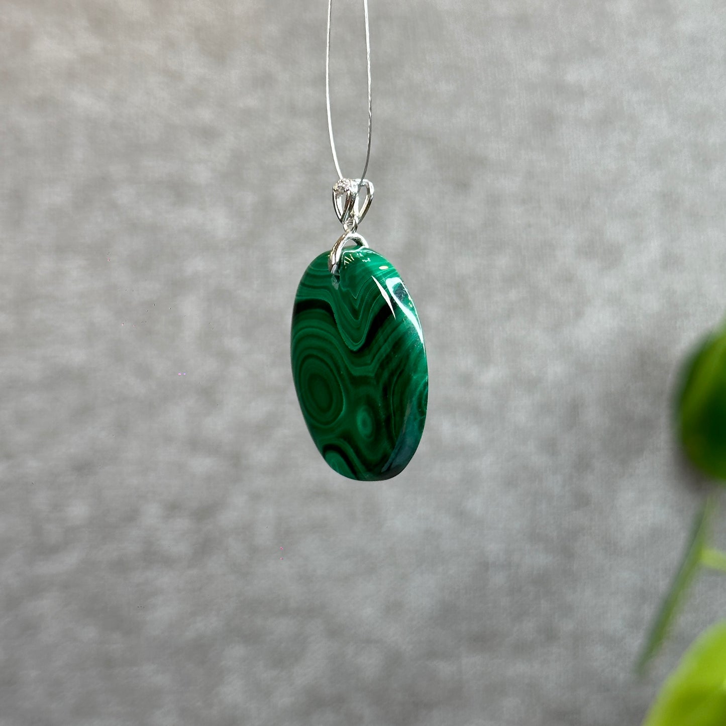Natural Malachite Pendant with Silver 925 Hook