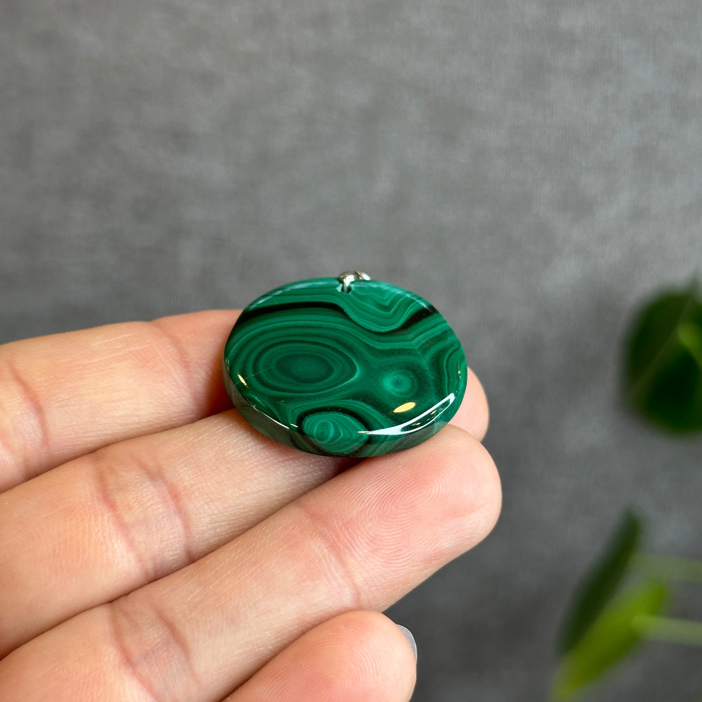 Natural Malachite Pendant with Silver 925 Hook