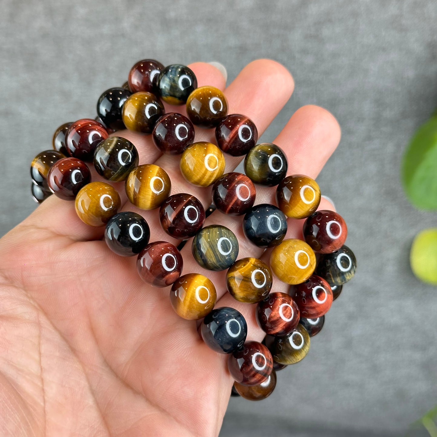 Tri Colour Natural Tiger Eye Bracelet Size 12 mm