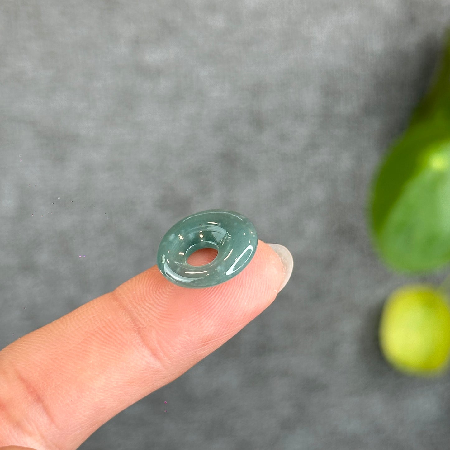 Natural Water Green Jadeite Jade Moon Donut Charm