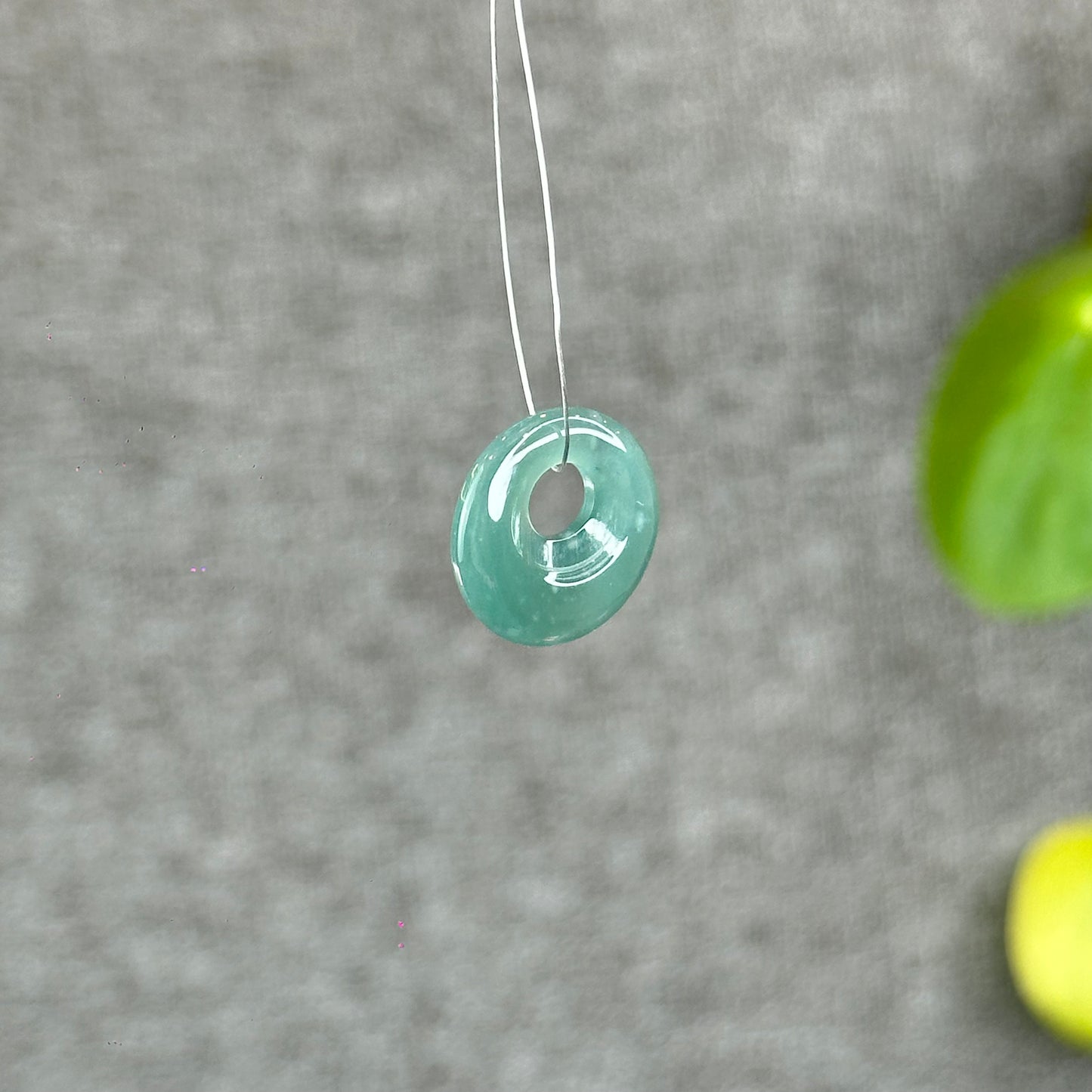 Natural Water Green Jadeite Jade Moon Donut Charm