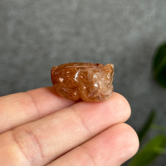 Natural Gold-Brown Rutilated Quartz Pixiu