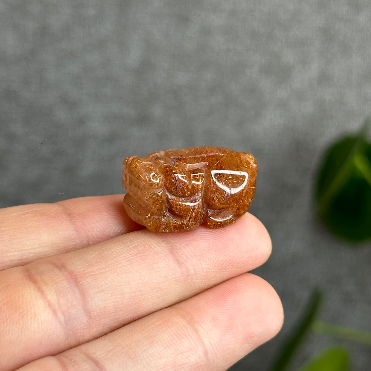 Natural Gold-Brown Rutilated Quartz Pixiu