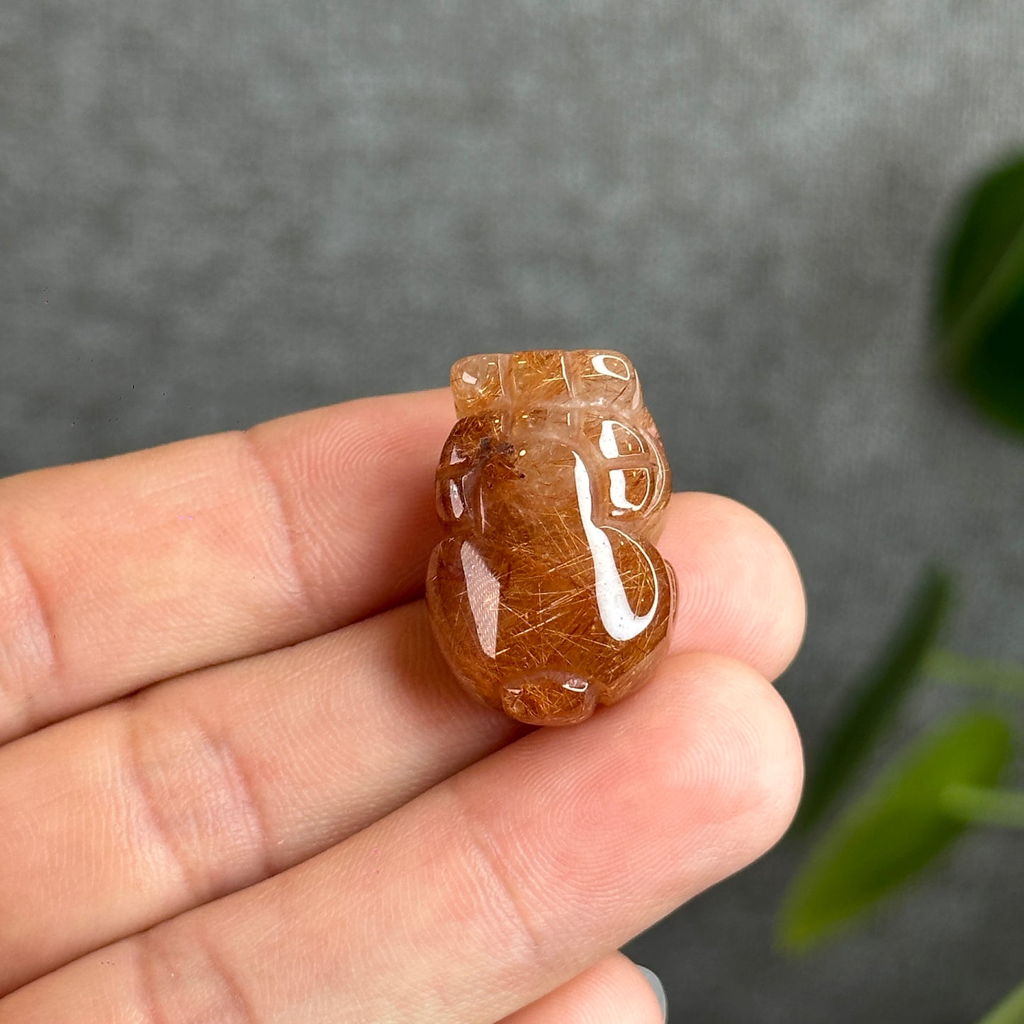 Natural Gold-Brown Rutilated Quartz Pixiu