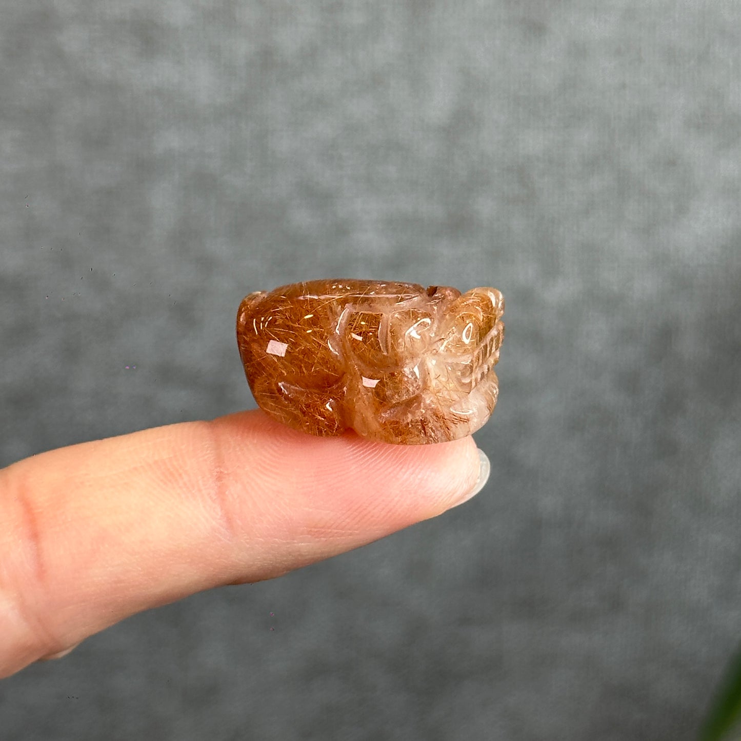 Natural Gold-Brown Rutilated Quartz Pixiu