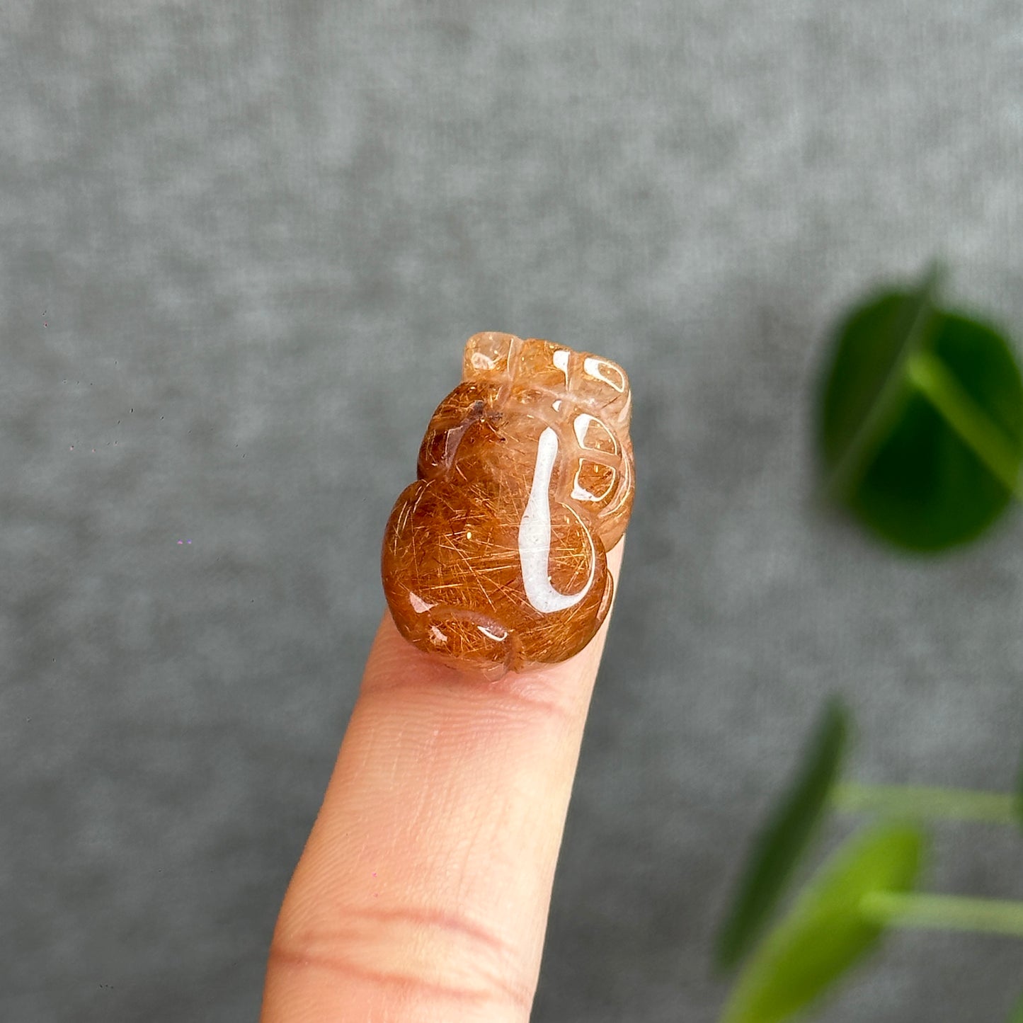 Natural Gold-Brown Rutilated Quartz Pixiu