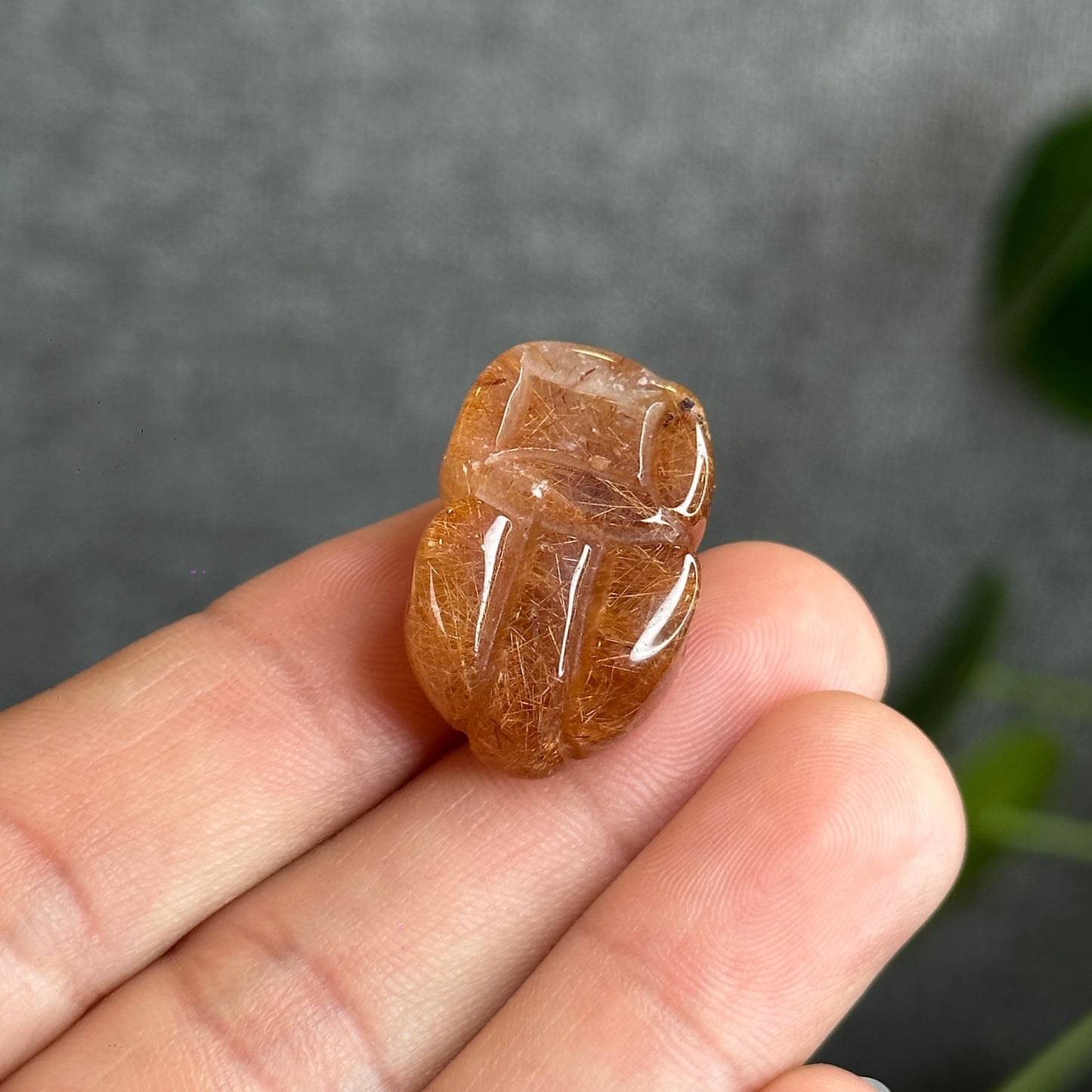 Natural Gold-Brown Rutilated Quartz Pixiu