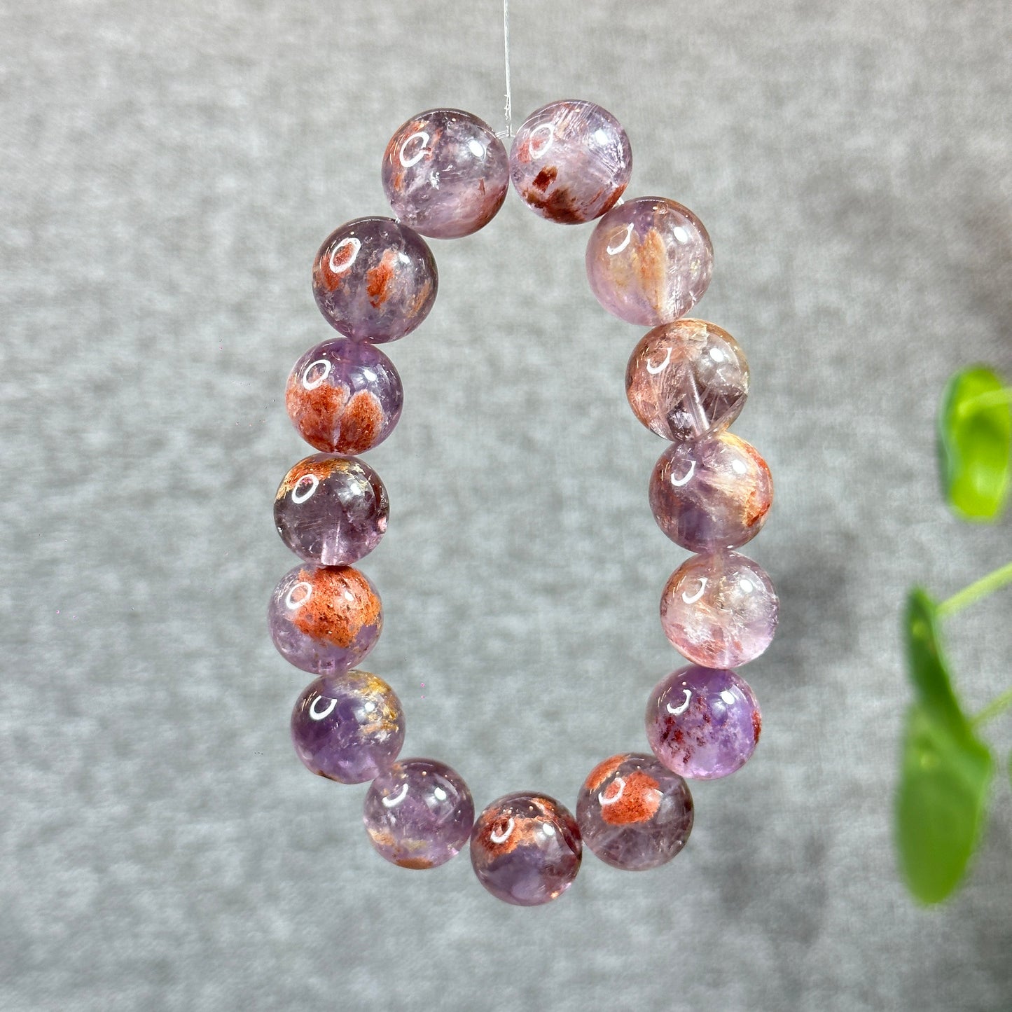 Natural Amethyst Cacoxenite Bracelet Size 15 mm