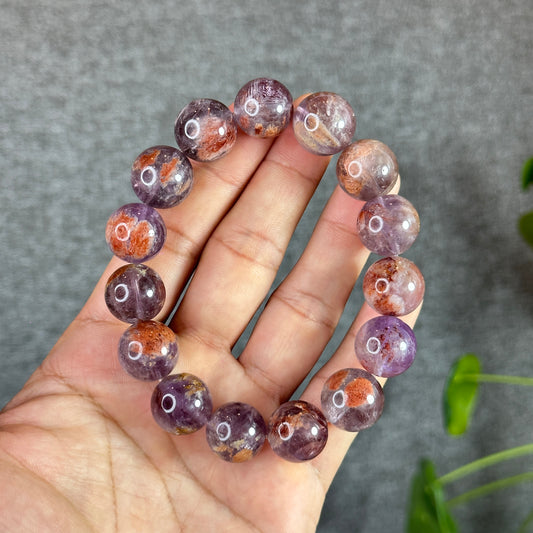 Natural Amethyst Cacoxenite Bracelet Size 15 mm