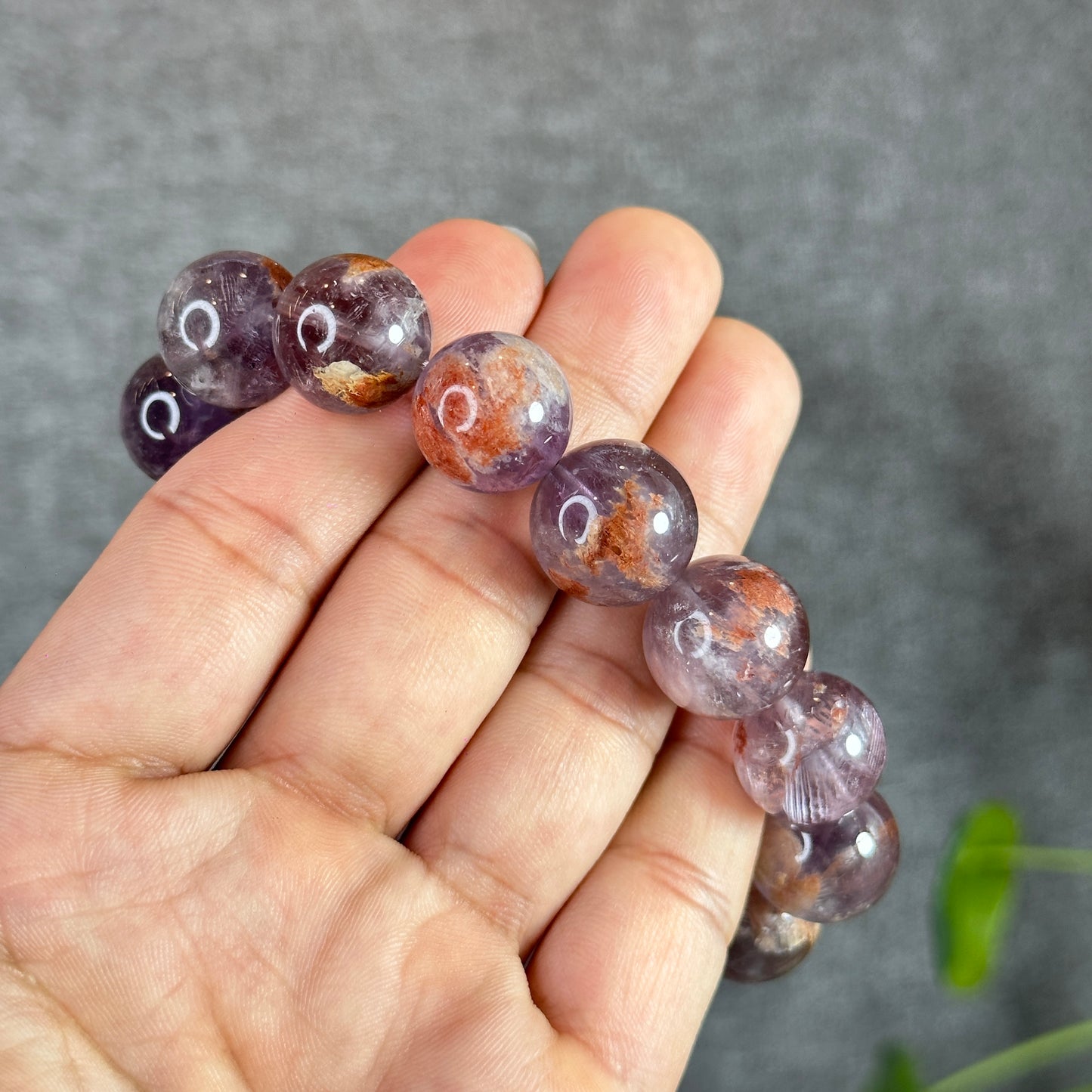 Natural Amethyst Cacoxenite Bracelet Size 15 mm