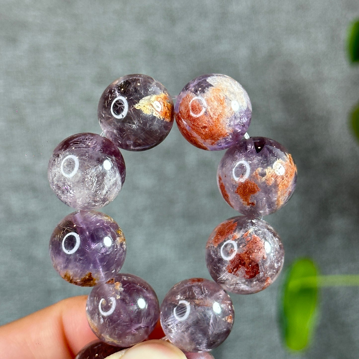 Natural Amethyst Cacoxenite Bracelet Size 15 mm