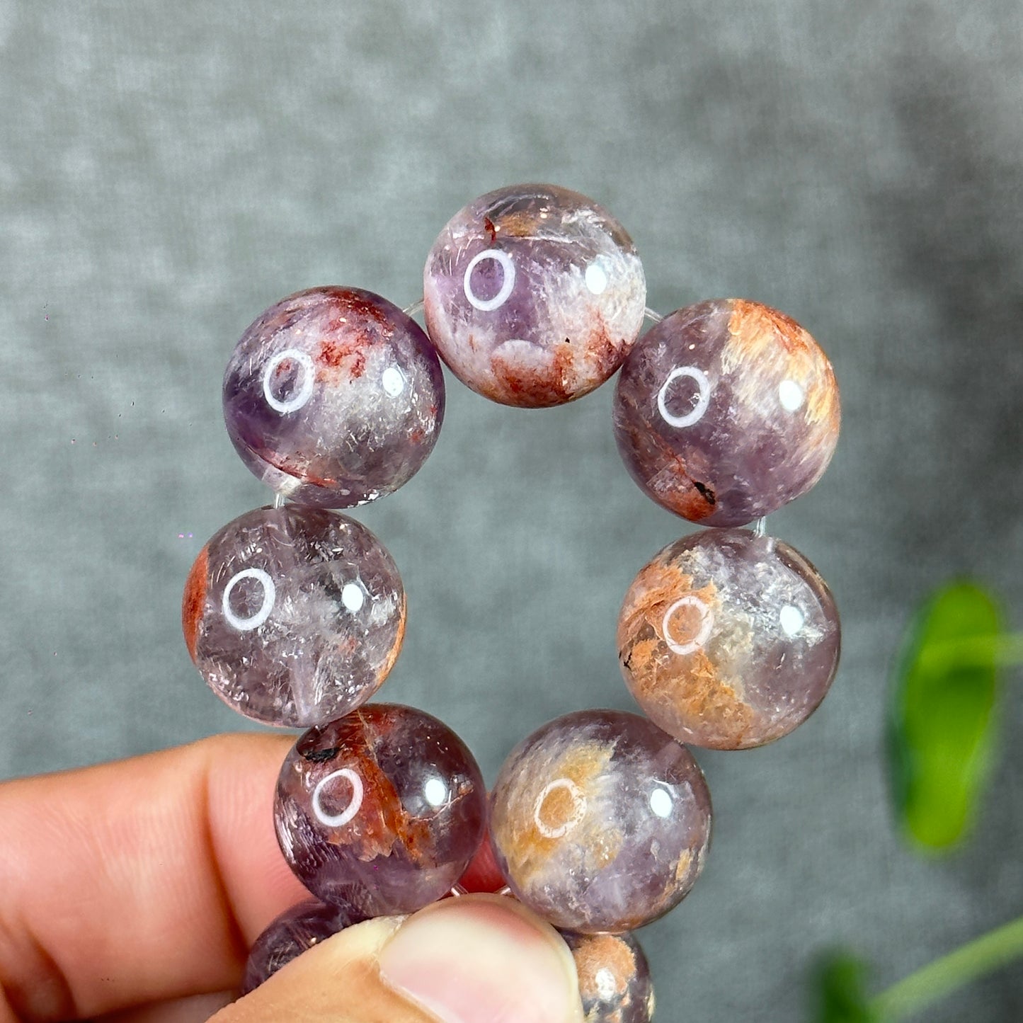Natural Amethyst Cacoxenite Bracelet Size 15 mm