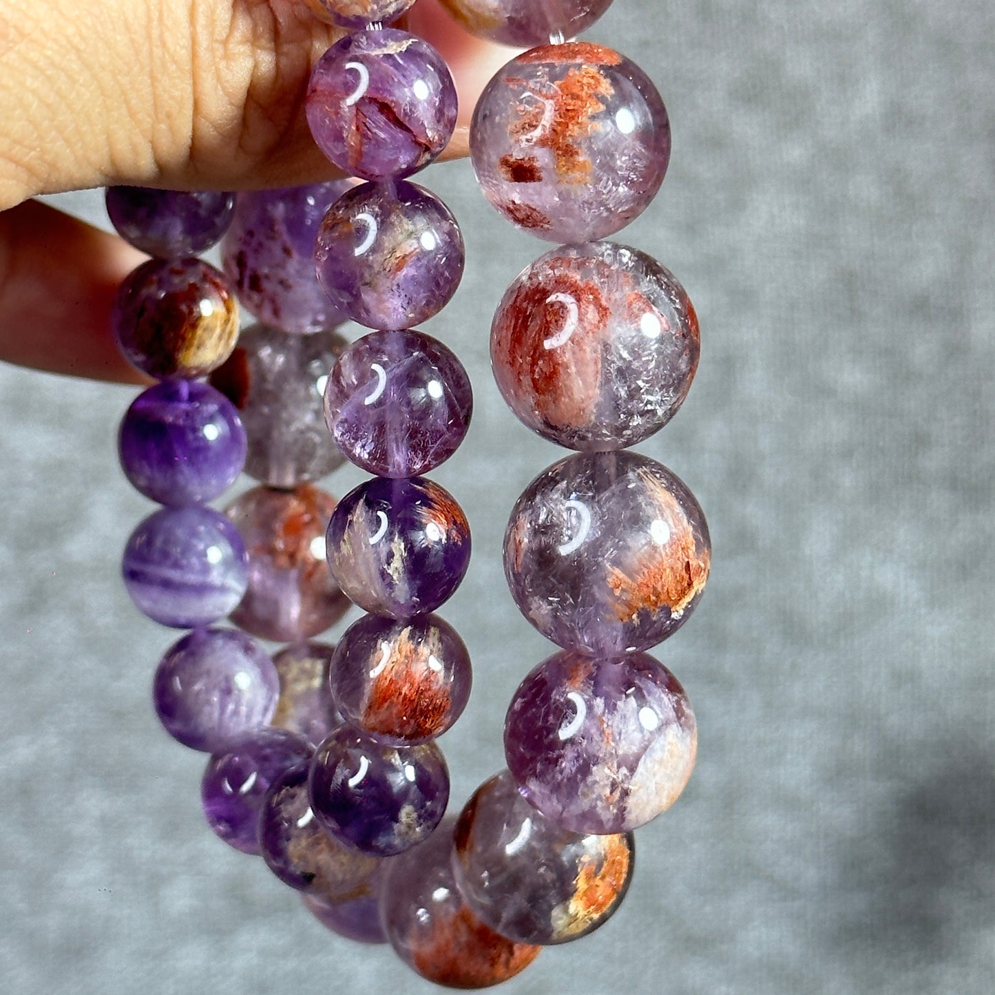 Natural Amethyst Cacoxenite Bracelet Size 15 mm