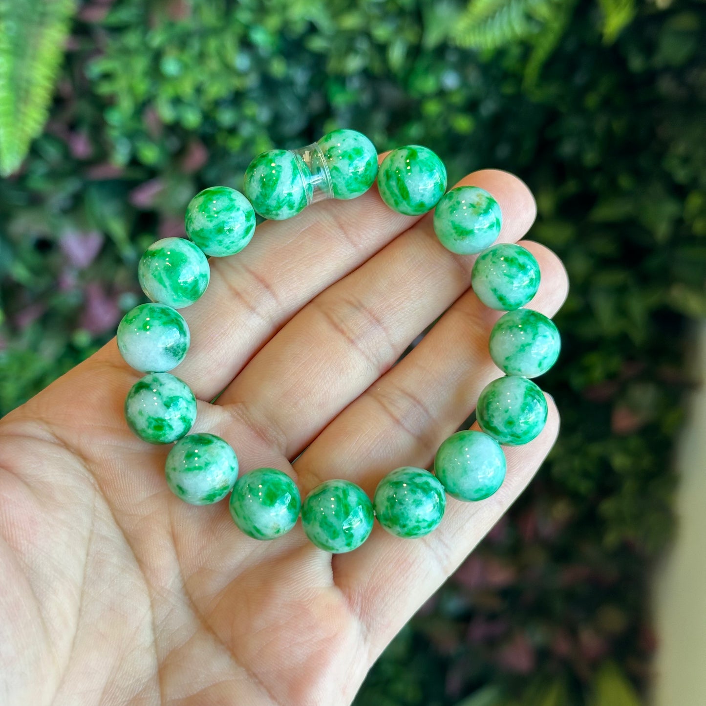 Natural Bright Apple Green Natural Jadeite Jade Bracelet Type A Size 12.5 mm