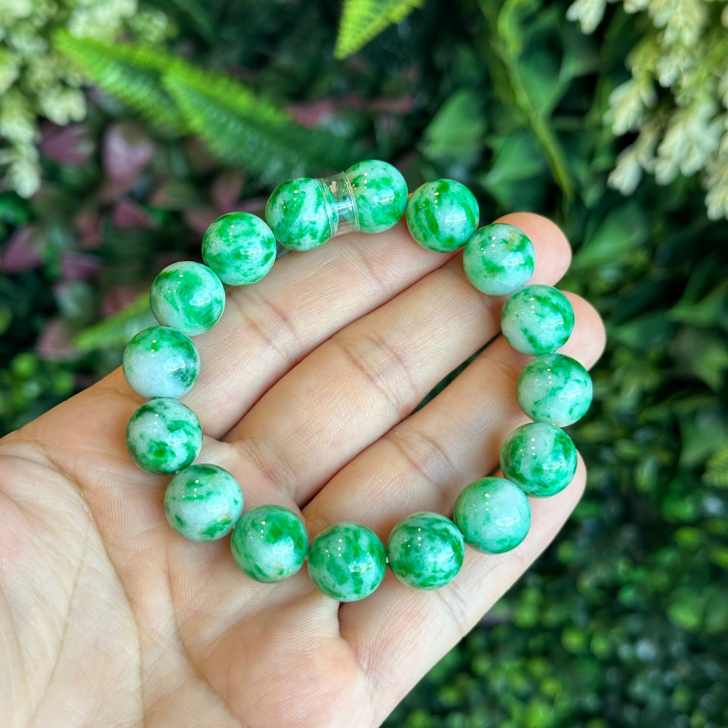 Natural Bright Apple Green Natural Jadeite Jade Bracelet Type A Size 12.5 mm