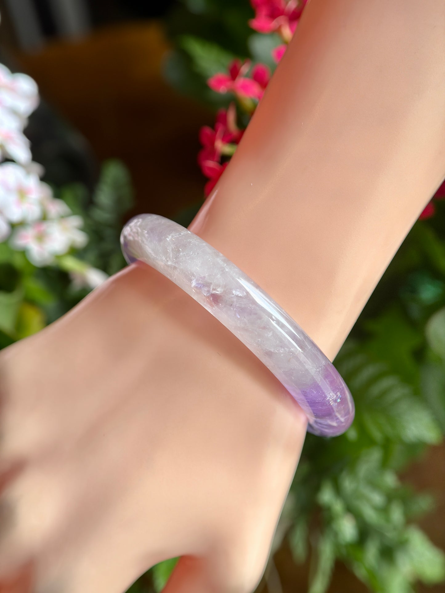 Natural Amethsyt Banlge Leaf Style Size 56.5 mm