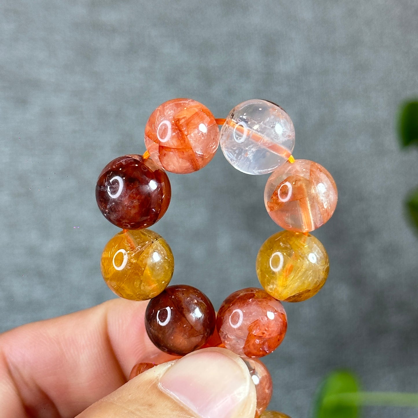 Natural Fire Quartz with Golden Healer Bracelet Size 12 mm
