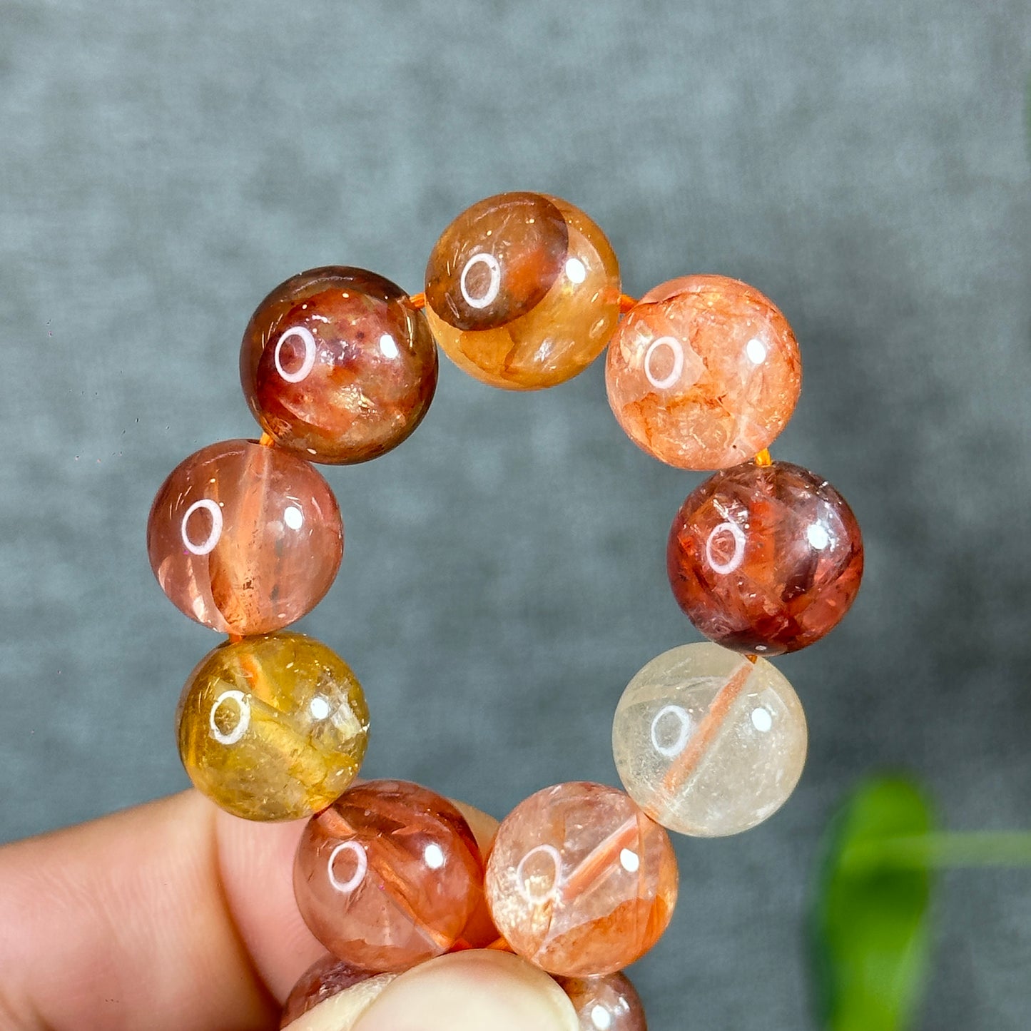 Natural Fire Quartz with Golden Healer Bracelet Size 12 mm