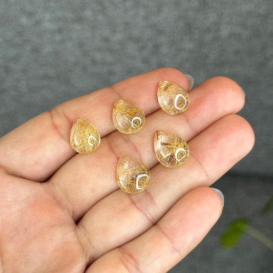 Pear Shape Natural Golden Rutilated Quartz Pendant/Charm