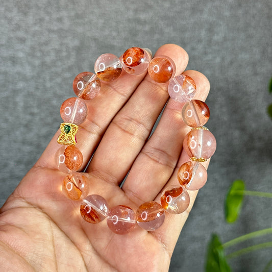 Natural Fire Quartz Bracelet Mixed Bead Size 12.7 mm and 14 mm