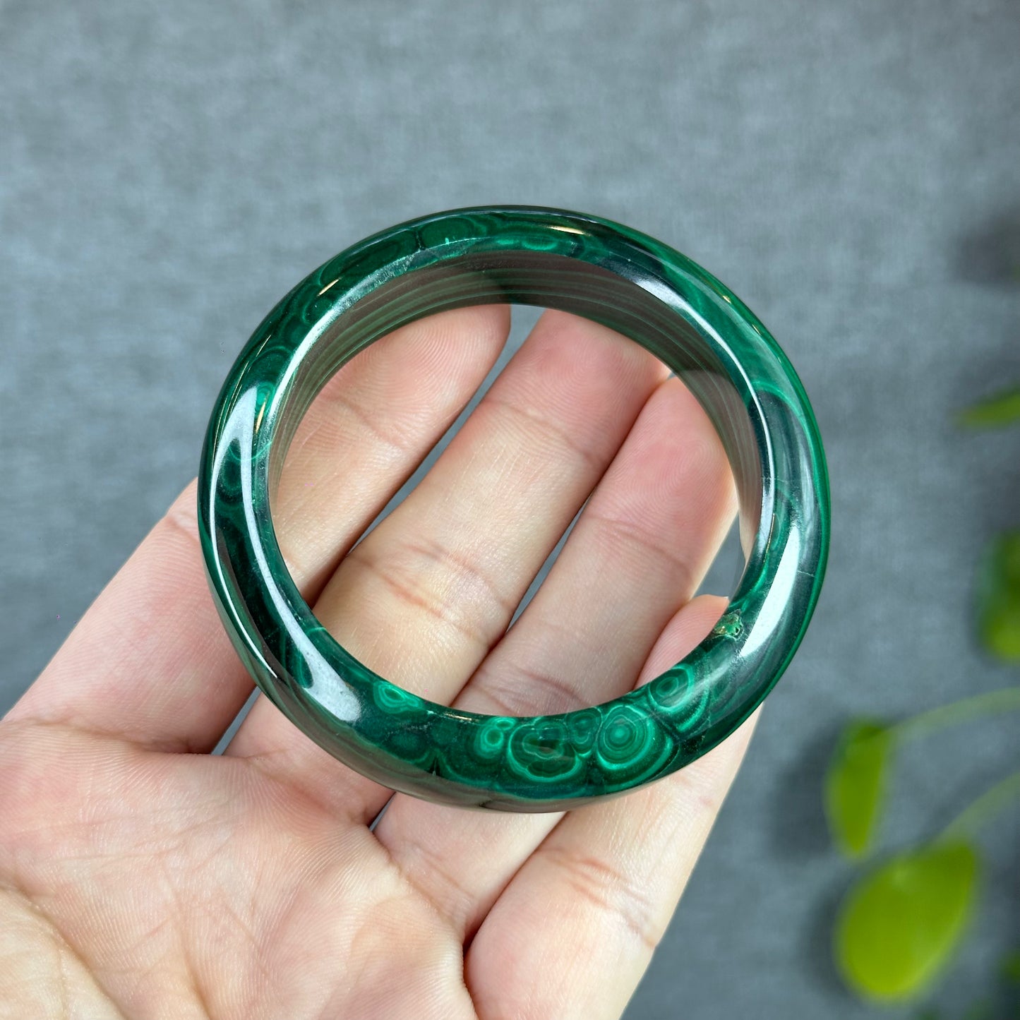 Natural Malachite Bangle Leaf Style Size 51 mm