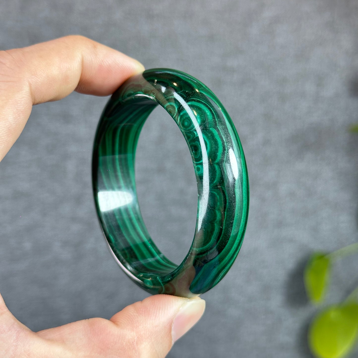 Natural Malachite Bangle Leaf Style Size 51 mm