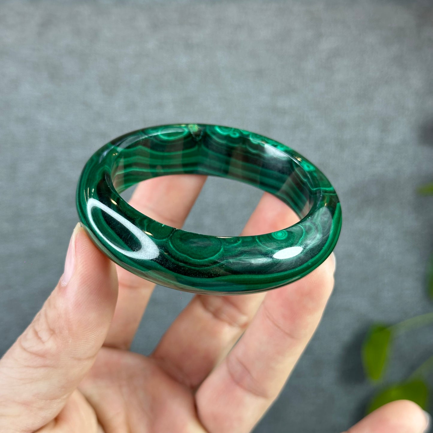 Natural Malachite Bangle Leaf Style Size 51 mm