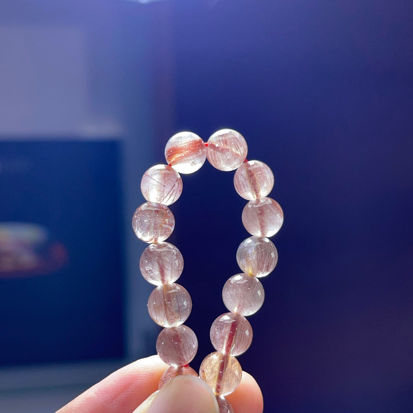 Bracelet Quartz Rutilé Rose Taille 8 mm