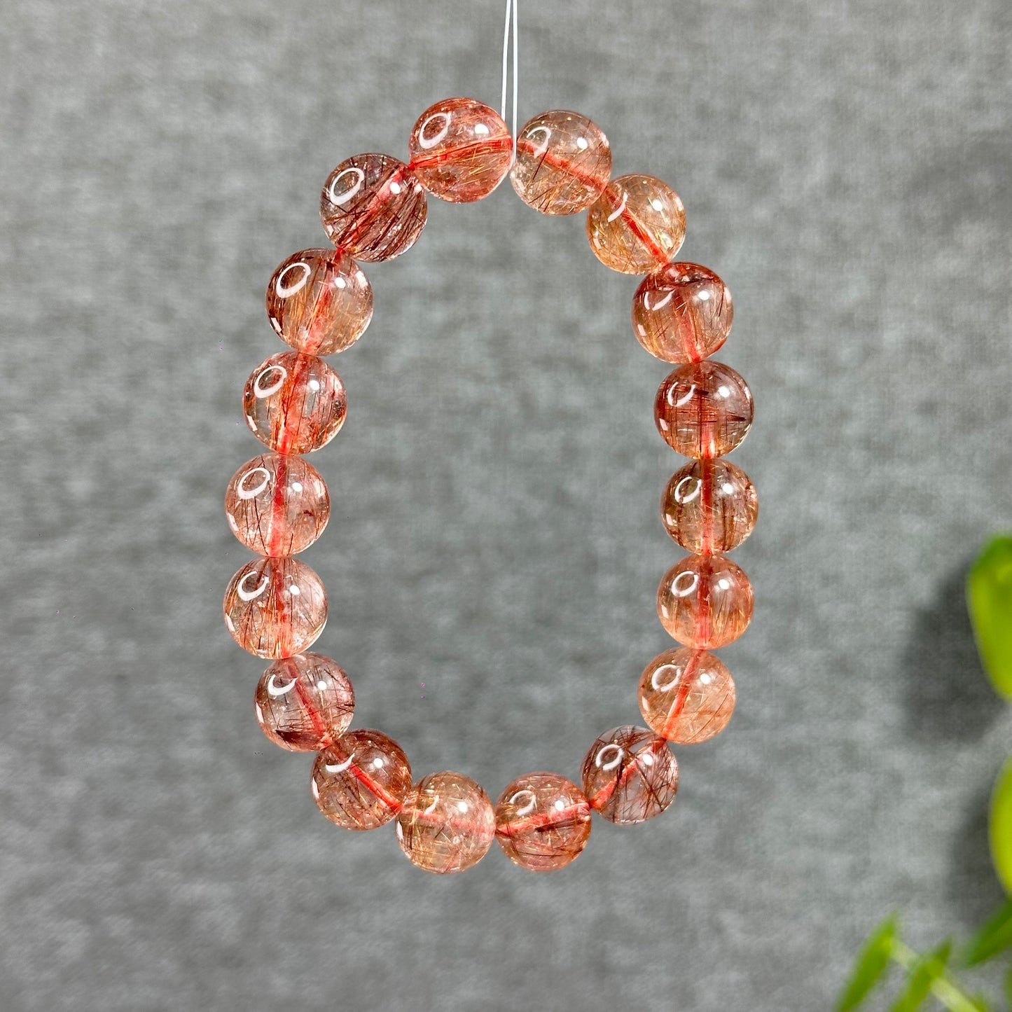 Natural Red Rutilated Quartz Bracelet Size 11-12 mm