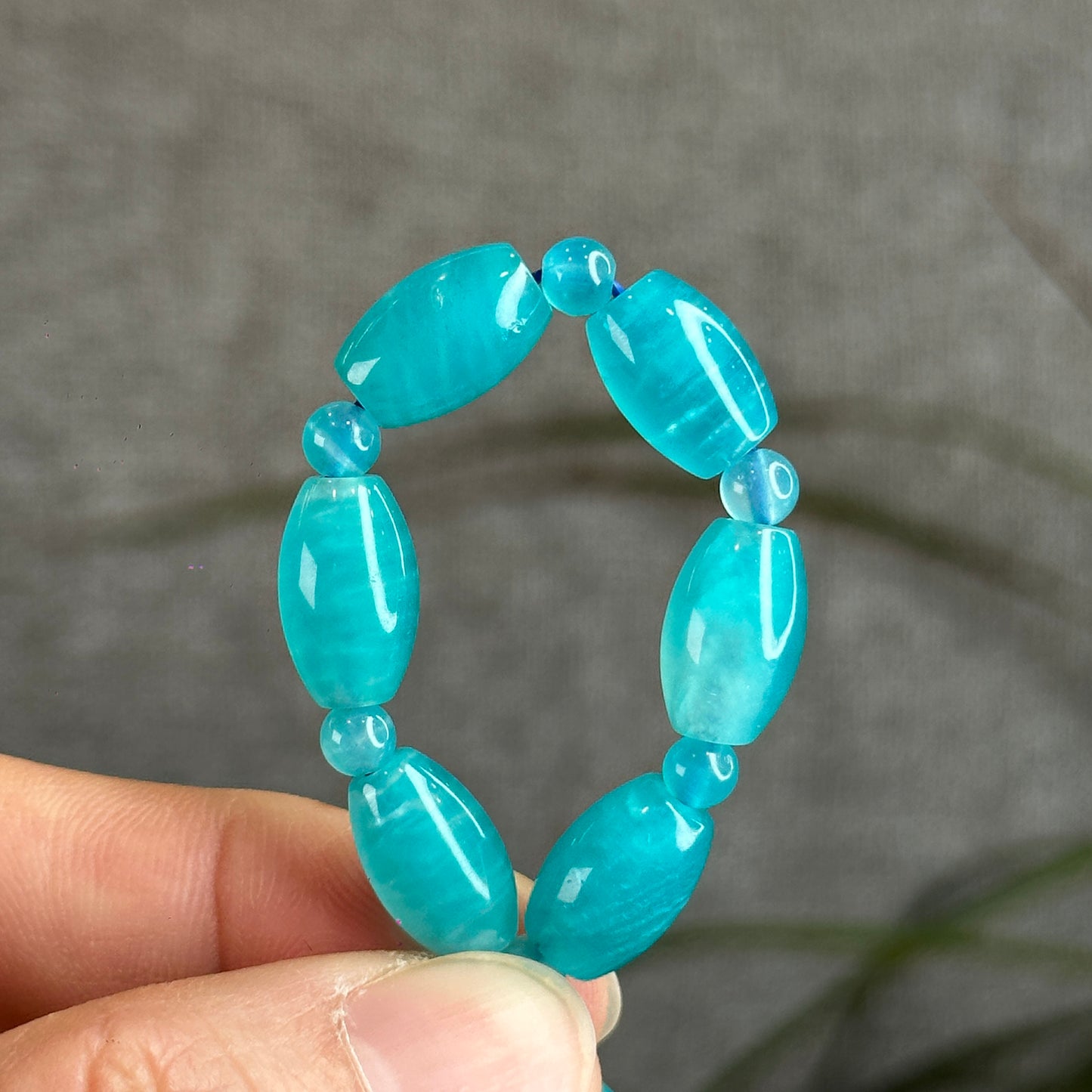 Icy Natural Amazonite Lu Thong Mix Bracelet Size 8 mm