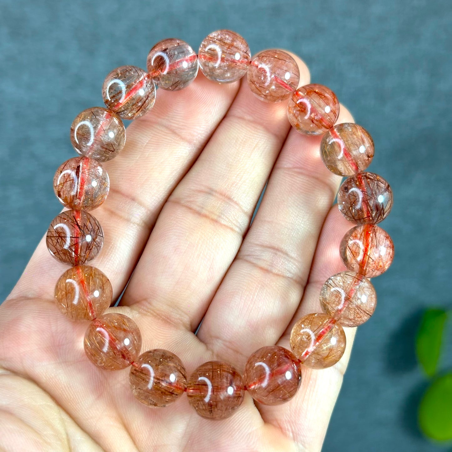 Natural Red Rutilated Quartz Bracelet Size 11-12 mm