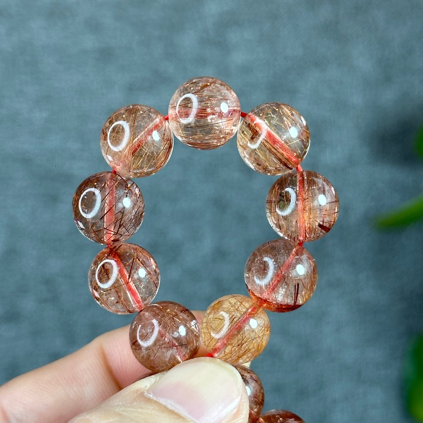 Natural Red Rutilated Quartz Bracelet Size 11-12 mm